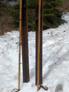 Vintage Wooden Skis with Bamboo Poles